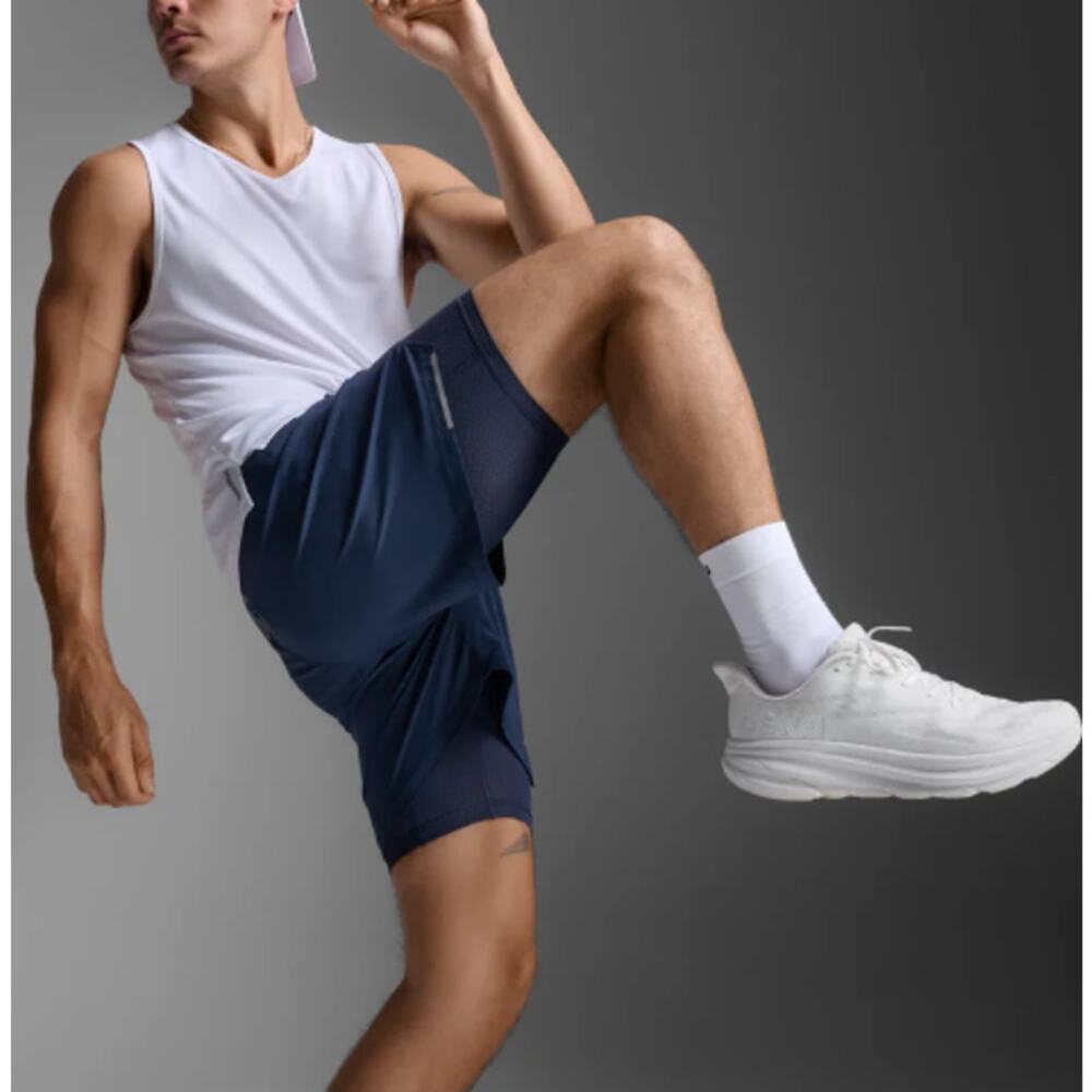 2XU Men's Midnight Silver Reflective Aero Mesh 2 in 1 Liner 5" Shorts Size S